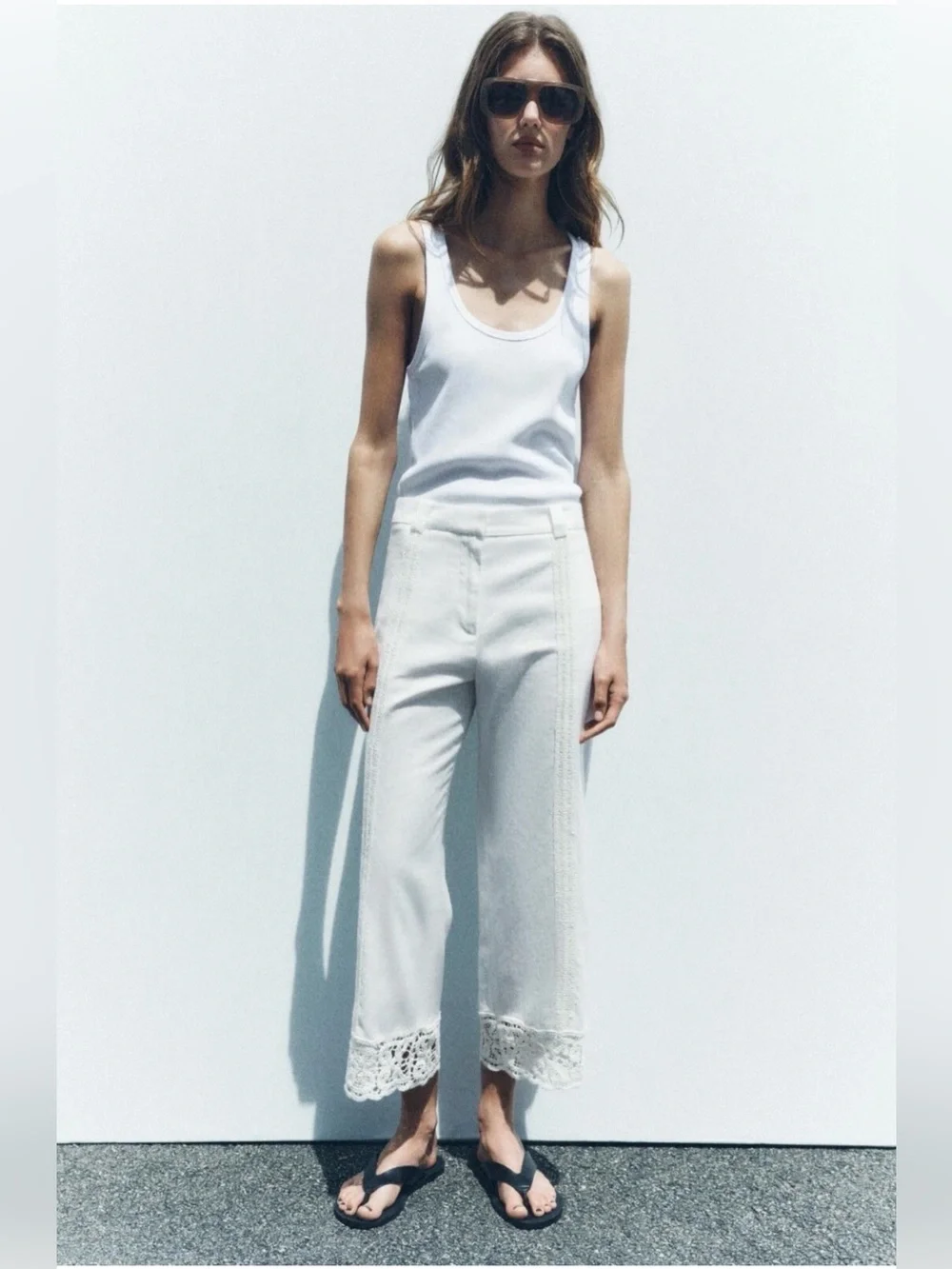 Zara Embroidered Cropped Trousers